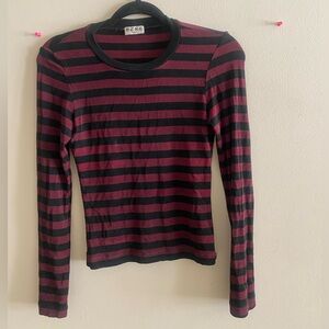 BCBG Women's Striped Black and Red Top